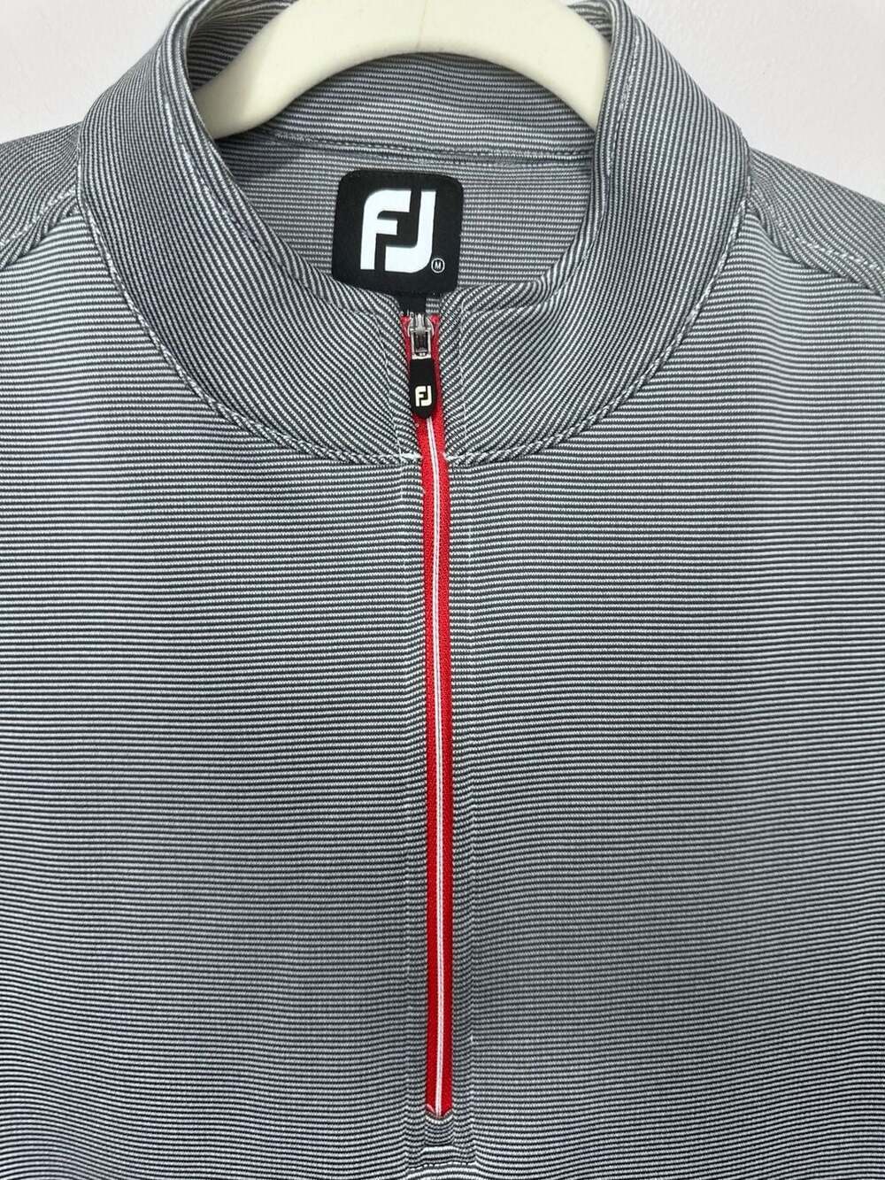FootJoy Men's Micro-Stripe Quarter-Zip Golf Pullover, Grey/White, Size Medium - Picture 2 of 6